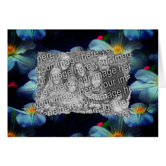 白いクレマチスフラワーフォトフレームカード (正面横)