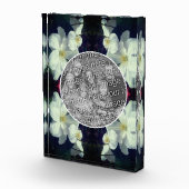 白いクレマチスフラワーフレームあなた自身を追加 フォトブロック (右)