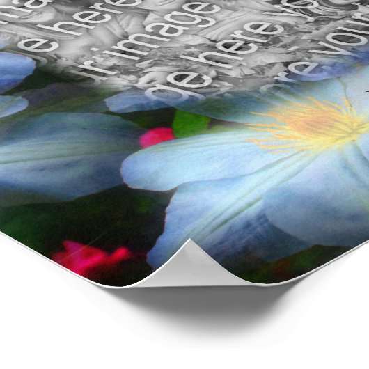 白いクレマチスフラワーフレーム自分の写真を作成 ポスター (角)