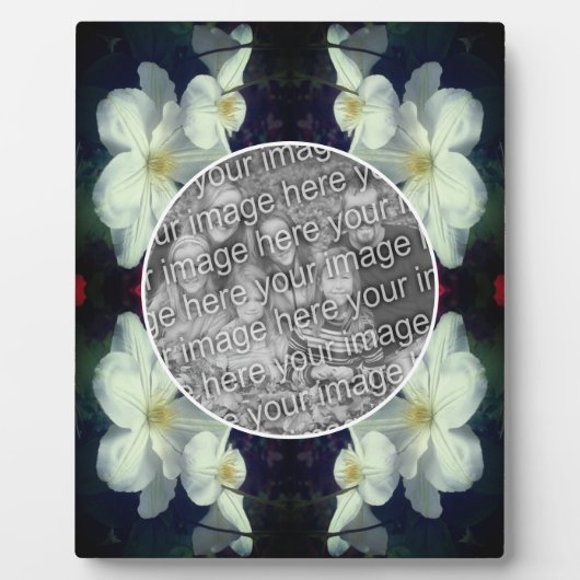 白いクレマチス花あなた自身の写真を追加 フォトプラーク (正面)