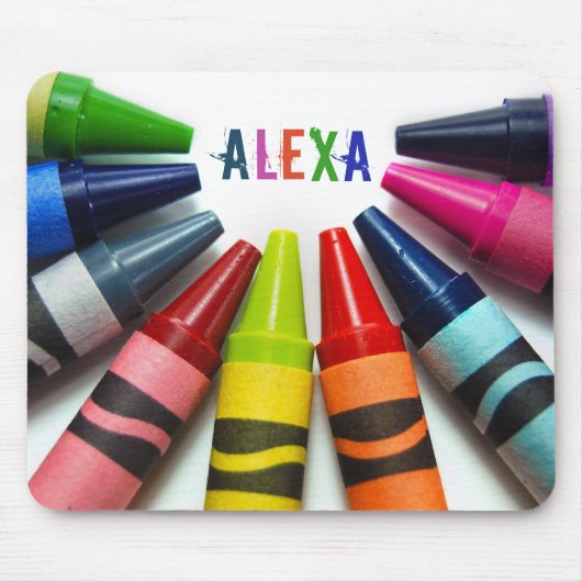 白いクレヨンの半分の円 マウスパッド (正面)