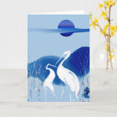 白いクレーンのグリーティングカード カード (黄色い花)