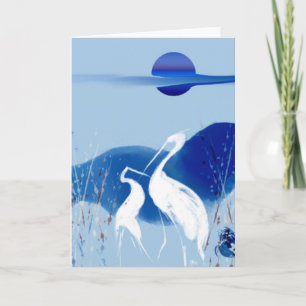 白いクレーンのグリーティングカード カード