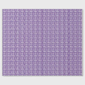 白いクロシェ編みレース模様の紫 ラッピングペーパー (フラット)