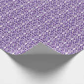 白いクロシェ編みレース模様の紫 ラッピングペーパー (角)