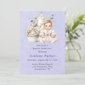 白いクロスカップケーキと少女の洗礼 招待状 (スタンド正面)