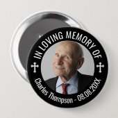 白いクロスブラック愛するメモリーフォト 缶バッジ (正面&裏面)