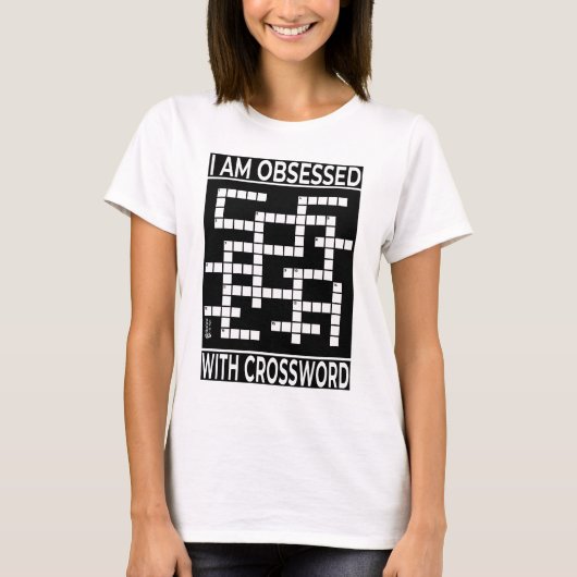 白いクロスワードの女性に取り付かれている Tシャツ (正面)