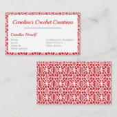 白いクロチェットレース模様のフレームスカーレット 名刺 (正面/裏面)