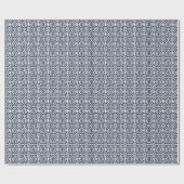 白いクロチェットレース模様の海軍 ラッピングペーパー (フラット)