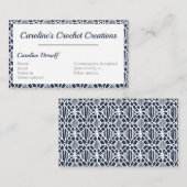 白いクロチェットレース模様の海軍 名刺 (正面/裏面)