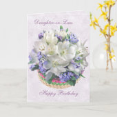 白いクロッカスが付いている義理の娘のバースデー・カード カード (黄色い花)