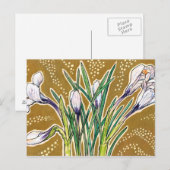 白いクロッカスの庭の花 ボタニカル フラワーのアート ポストカード (正面/裏面)