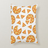 白いクールおもしろいのピザとスライスの模様 アクセントクッション (正面(垂直))