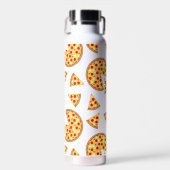白いクールおもしろいのピザとスライスの模様 ウォーターボトル (正面)