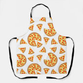 白いクールおもしろいのピザとスライスの模様 エプロン (正面)