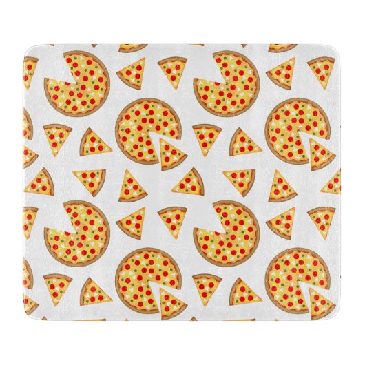 白いクールおもしろいのピザとスライスの模様 カッティングボード (正面)