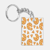 白いクールおもしろいのピザとスライスの模様 キーホルダー (正面左)