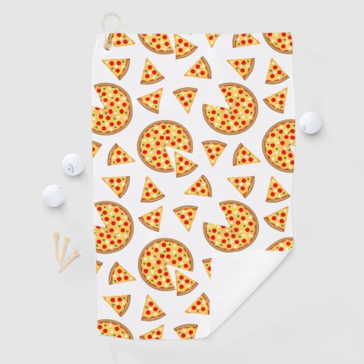 白いクールおもしろいのピザとスライスの模様 ゴルフタオル (インサイチュ)