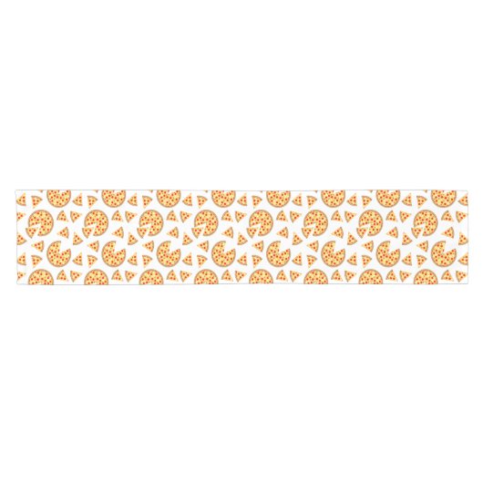 白いクールおもしろいのピザとスライスの模様 ショートテーブルランナー (横)