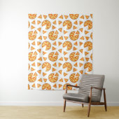 白いクールおもしろいのピザとスライスの模様 タペストリー (インサイチュ)