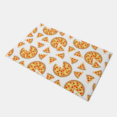 白いクールおもしろいのピザとスライスの模様 ドアマット (アングル)