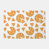 白いクールおもしろいのピザとスライスの模様 ドアマット (正面)