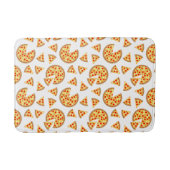 白いクールおもしろいのピザとスライスの模様 バスマット (正面)