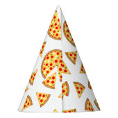 白いクールおもしろいのピザとスライスの模様 パーティーハット (裏面)