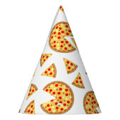 白いクールおもしろいのピザとスライスの模様 パーティーハット (左)