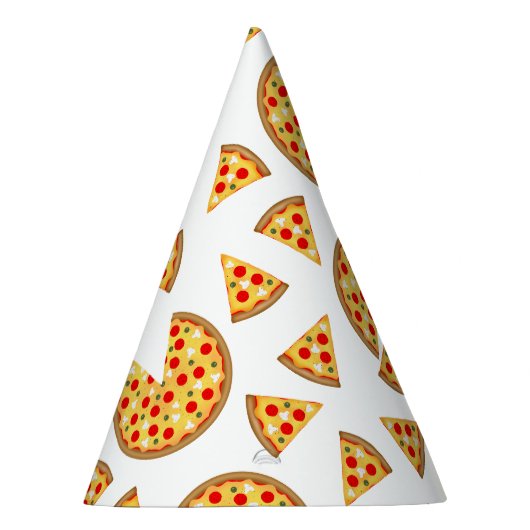 白いクールおもしろいのピザとスライスの模様 パーティーハット (右)