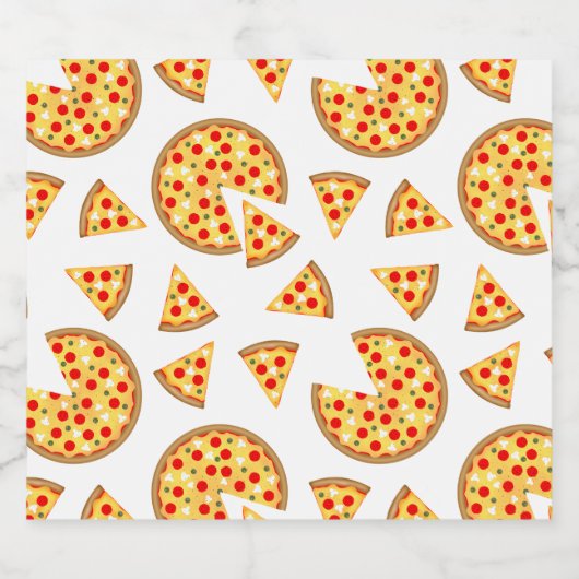 白いクールおもしろいのピザとスライスの模様 ビールラベル (シングルラベル)