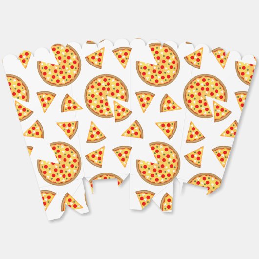 白いクールおもしろいのピザとスライスの模様 フェイバーボックス (見開き)