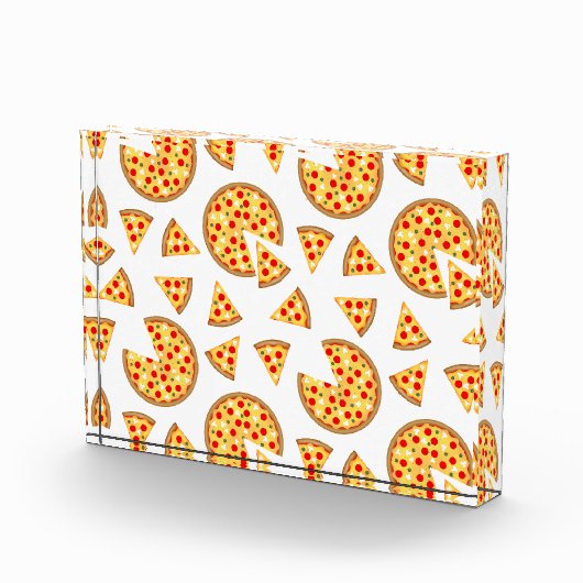 白いクールおもしろいのピザとスライスの模様 フォトブロック (右)