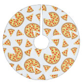 白いクールおもしろいのピザとスライスの模様 ブラッシュドポリエステルツリースカート (正面)