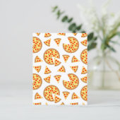 白いクールおもしろいのピザとスライスの模様 ポストカード (スタンド正面)