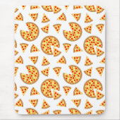 白いクールおもしろいのピザとスライスの模様 マウスパッド (正面)