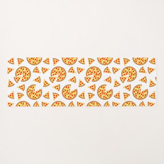 白いクールおもしろいのピザとスライスの模様 ヨガマット (裏面(横))