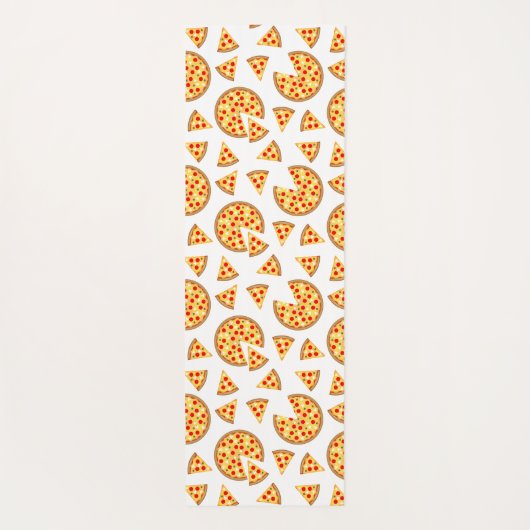 白いクールおもしろいのピザとスライスの模様 ヨガマット (裏面)