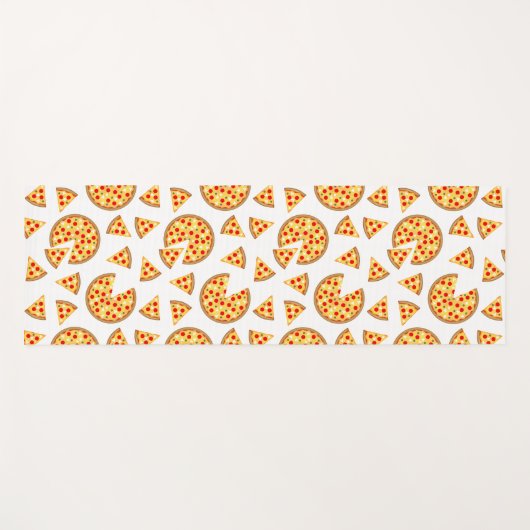 白いクールおもしろいのピザとスライスの模様 ヨガマット (正面(横))