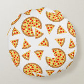 白いクールおもしろいのピザとスライスの模様 ラウンドクッション (裏面)
