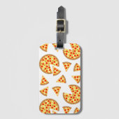 白いクールおもしろいのピザとスライスの模様 ラゲッジタグ (正面縦)