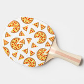 白いクールおもしろいのピザとスライスの模様 卓球ラケット (横)