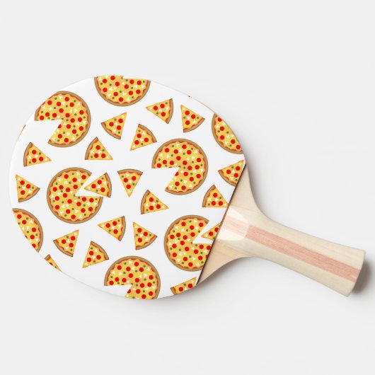 白いクールおもしろいのピザとスライスの模様 卓球ラケット (横)