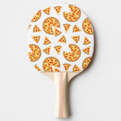 白いクールおもしろいのピザとスライスの模様 卓球ラケット (正面)