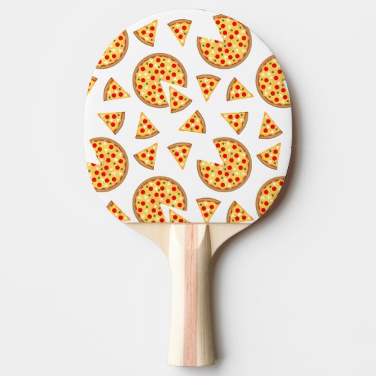 白いクールおもしろいのピザとスライスの模様 卓球ラケット (正面)