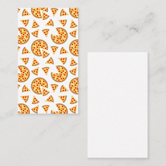 白いクールおもしろいのピザとスライスの模様 名刺 (正面/裏面)