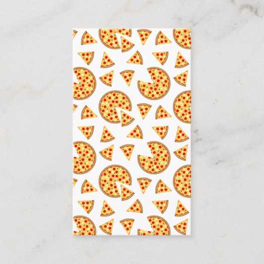 白いクールおもしろいのピザとスライスの模様 名刺 (正面)