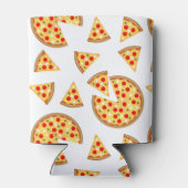 白いクールおもしろいのピザとスライスの模様 缶クーラー (裏面)