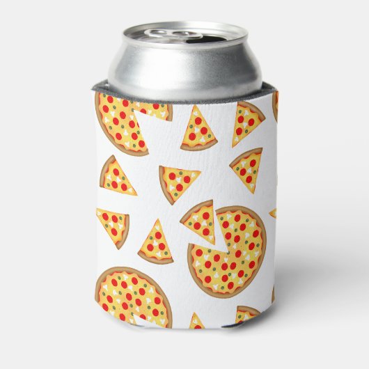白いクールおもしろいのピザとスライスの模様 缶クーラー (缶裏面)